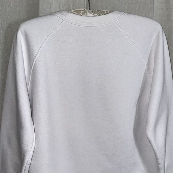Athleta S White Limitless Printed Graphic Crewneck  Fleece Interior Pullover - Picture 5 of 14